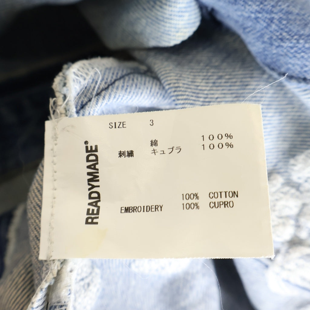 READY MADE(レディメイド) ×DENIM TEARS デニムティアーズ 再構築 フラワー刺繍 デニムジャケット インディゴブルー RE-DT-BL-00-00-14