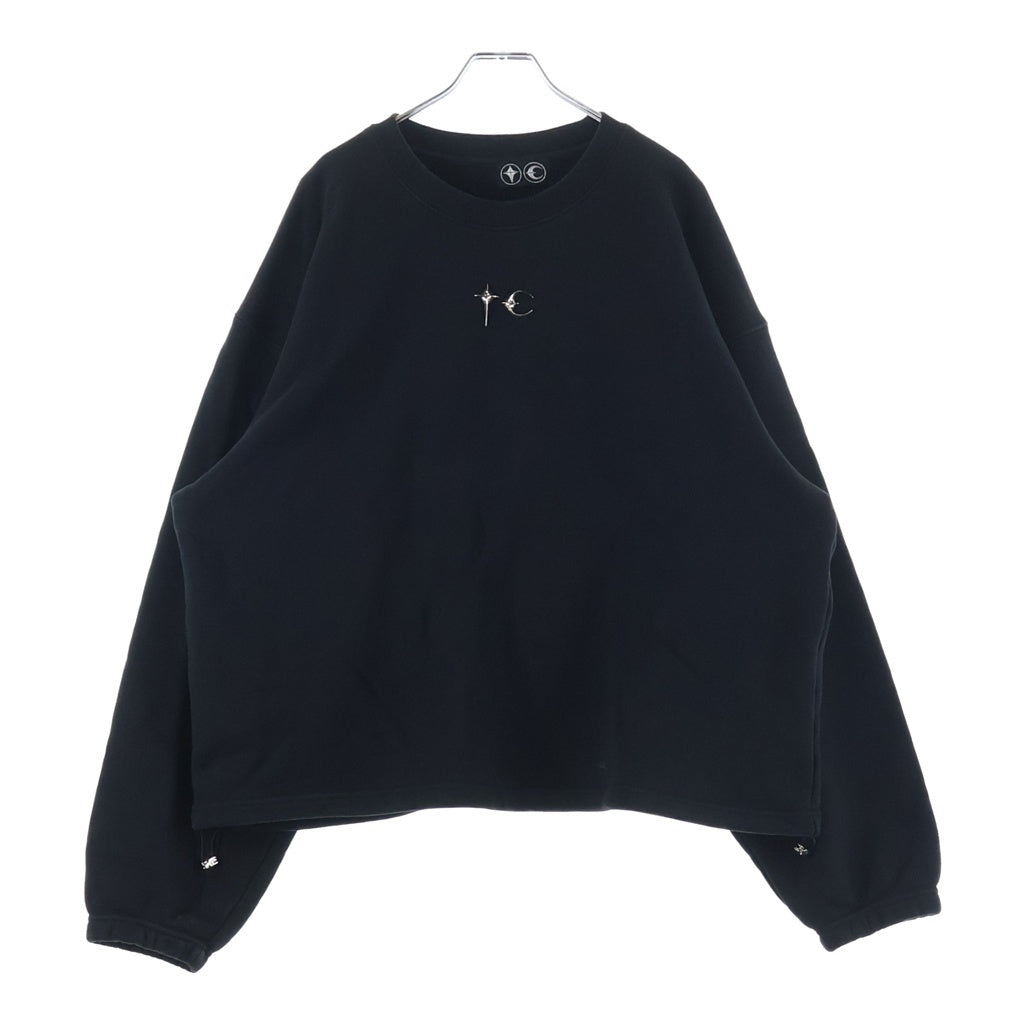 THUG CLUB(サグクラブ) 24SS エンブレムロゴ ヘビーウェイト クルーネック スウェット トレーナー ブラック TC24SS2301