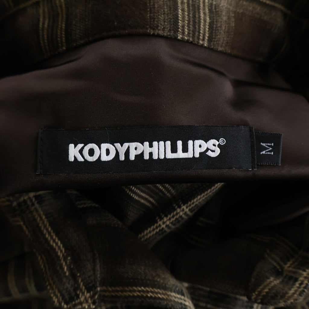 KODY PHILLIPS(コディフィリップス) Cargo Flannel Shirt カーゴポケット カットオフ フランネル長袖シャツ ブラウン