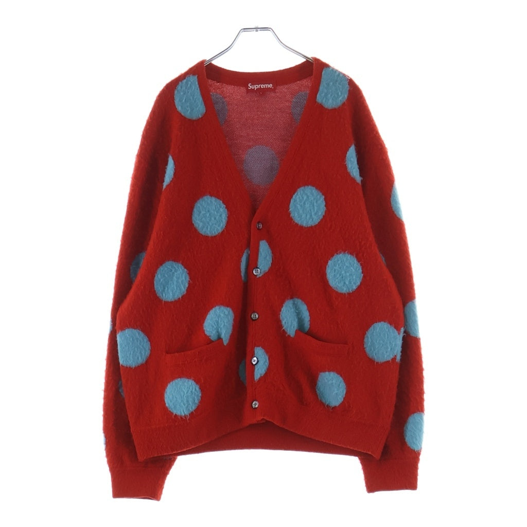 SUPREME(シュプリーム) 20SS Brushed Polka Dot Cardigan ブラッシュド ポルカ ドット モヘア長袖ニット カーディガン レッド