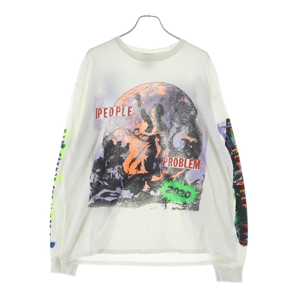 SAINT MICHAEL(セントマイケル) Cali Thornhill DeWitt PEOPLE PROBLEM 2020 カリ ソーンヒル・デウィット グラフィック 長袖Tシャツ カットソー ホワイト