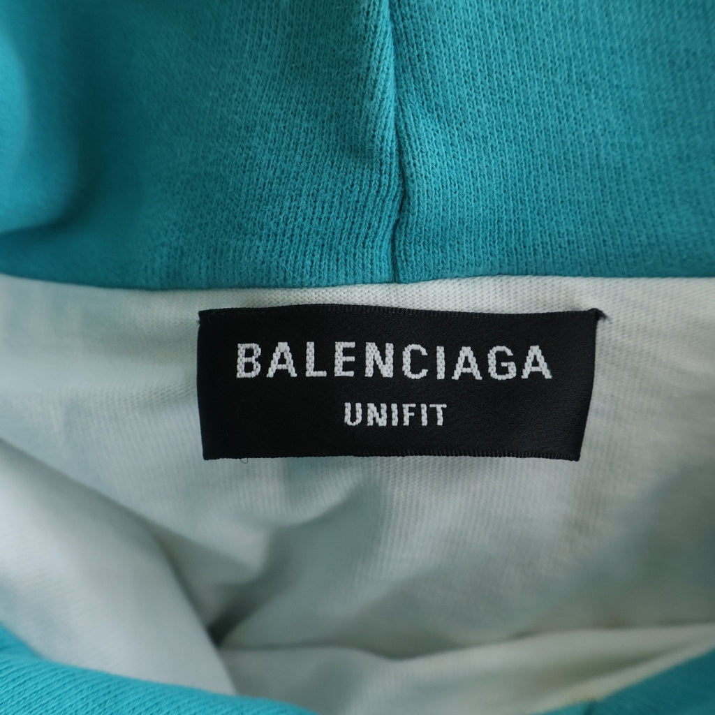 BALENCIAGA(バレンシアガ) 21SS Caps Destroyed Hoodie デストロイ加工 フロントロゴ プルオーバースウェットパーカー フーディ ブルー 659403 TKVB6