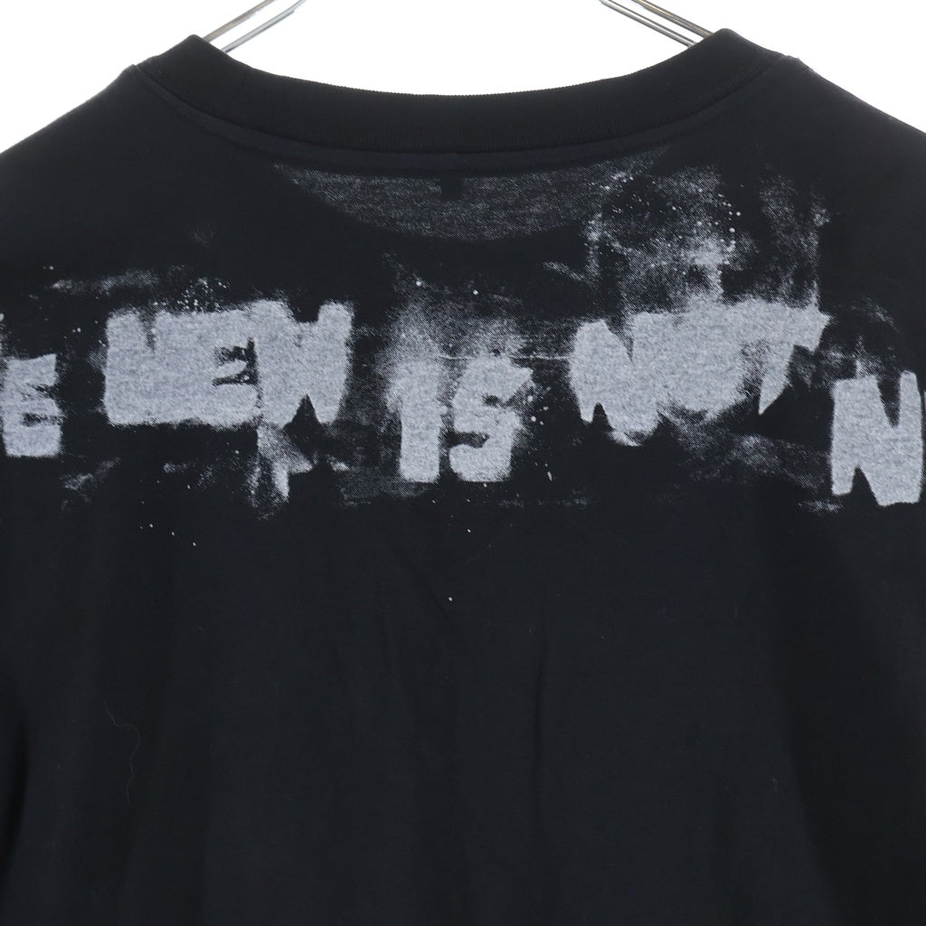 ADER ERROR(アーダーエラー) Obe Long Sleeve バックペイントロゴ エルボーオープン クルーネック 長袖Tシャツ カットソー ブラック BLASSLT01BK1