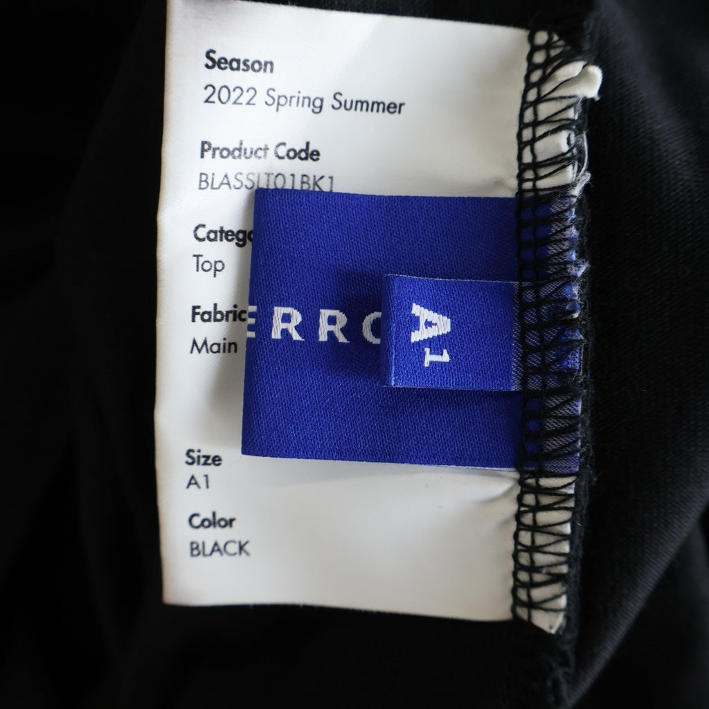ADER ERROR(アーダーエラー) Obe Long Sleeve バックペイントロゴ エルボーオープン クルーネック 長袖Tシャツ カットソー ブラック BLASSLT01BK1