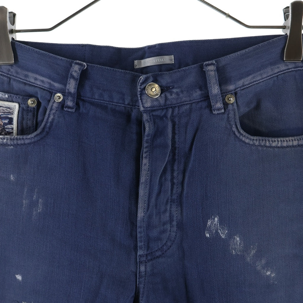 DIOR(ディオール) 19AW ×Raymond Pettibon レイモンド ペティボン ペンキ加工 スリムフィット デニムパンツ ネイビー 943D000B205X