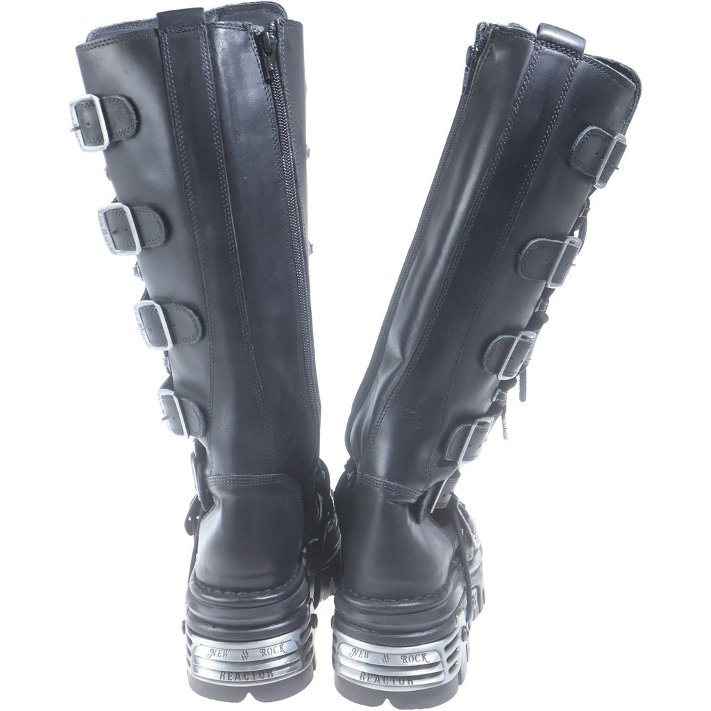 NEW ROCK(ニューロック) Metal-Toe High Boot メタルトゥ レザー ロングブーツ ブラック M.272MT-S1 レディース