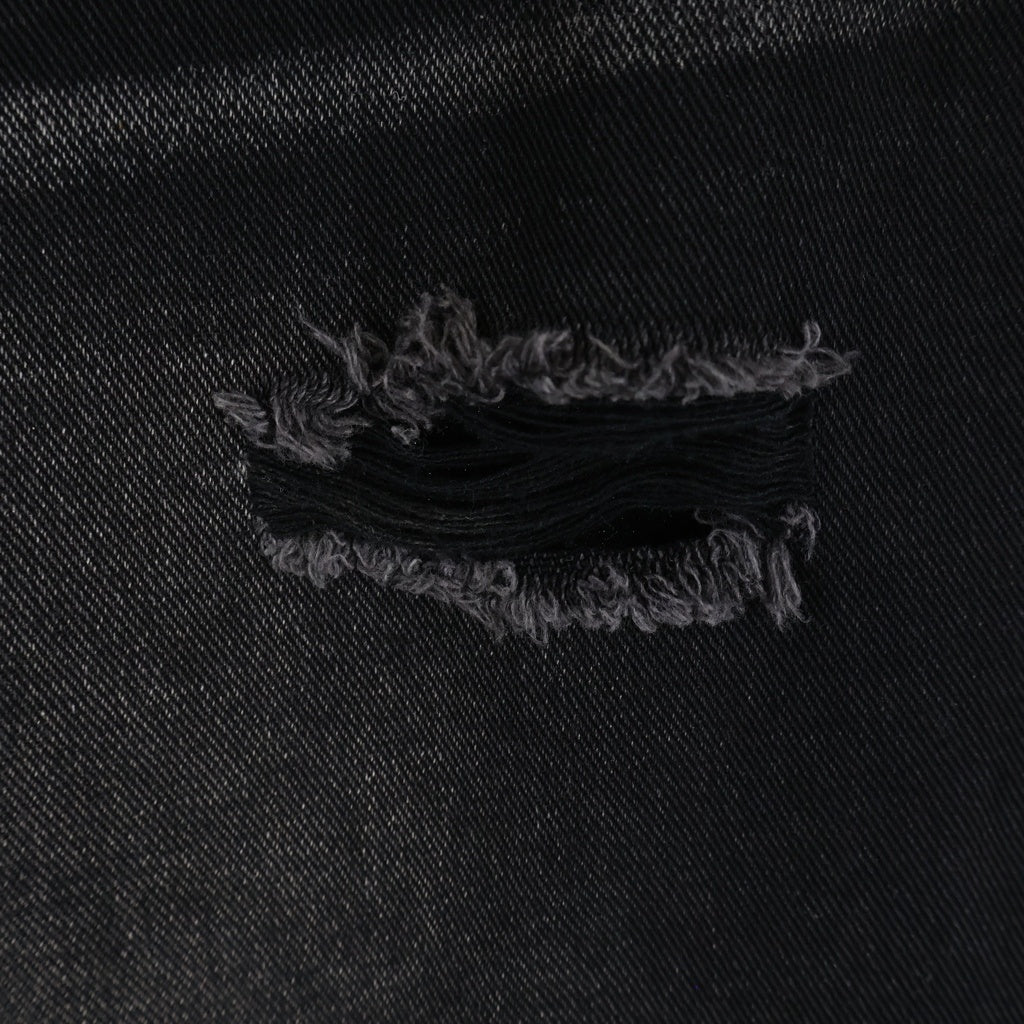 NO BRAND(ノーブランド) COZY.WRLD(コジー ワールドワイド) CZ 1.0 WAXED GREY JORTS サイドジップ ダメージ加工 ハーフパンツ ブラック