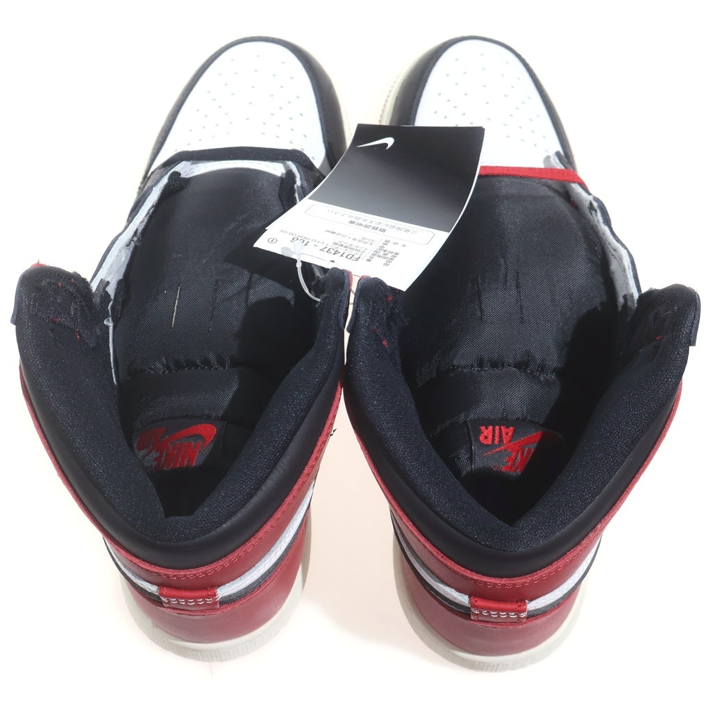 NIKE(ナイキ) GS AIR JORDAN 1 RETRO HIGH OG Black Toe Reimagined FD1437-106 エアジョーダンワン ブラックトゥリイマジンド ハイカットスニーカー レッド/ブラック US6.5Y/24.5cm