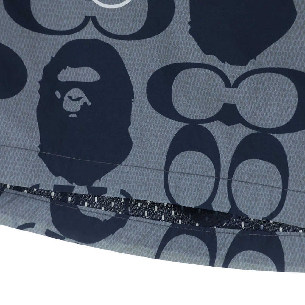 A BATHING APE(アベイシングエイプ) ×COACH コーチ シグネチャーロゴプリント ウエストリブ ハーフパンツ ショーツ ネイビー 001SPH731901C