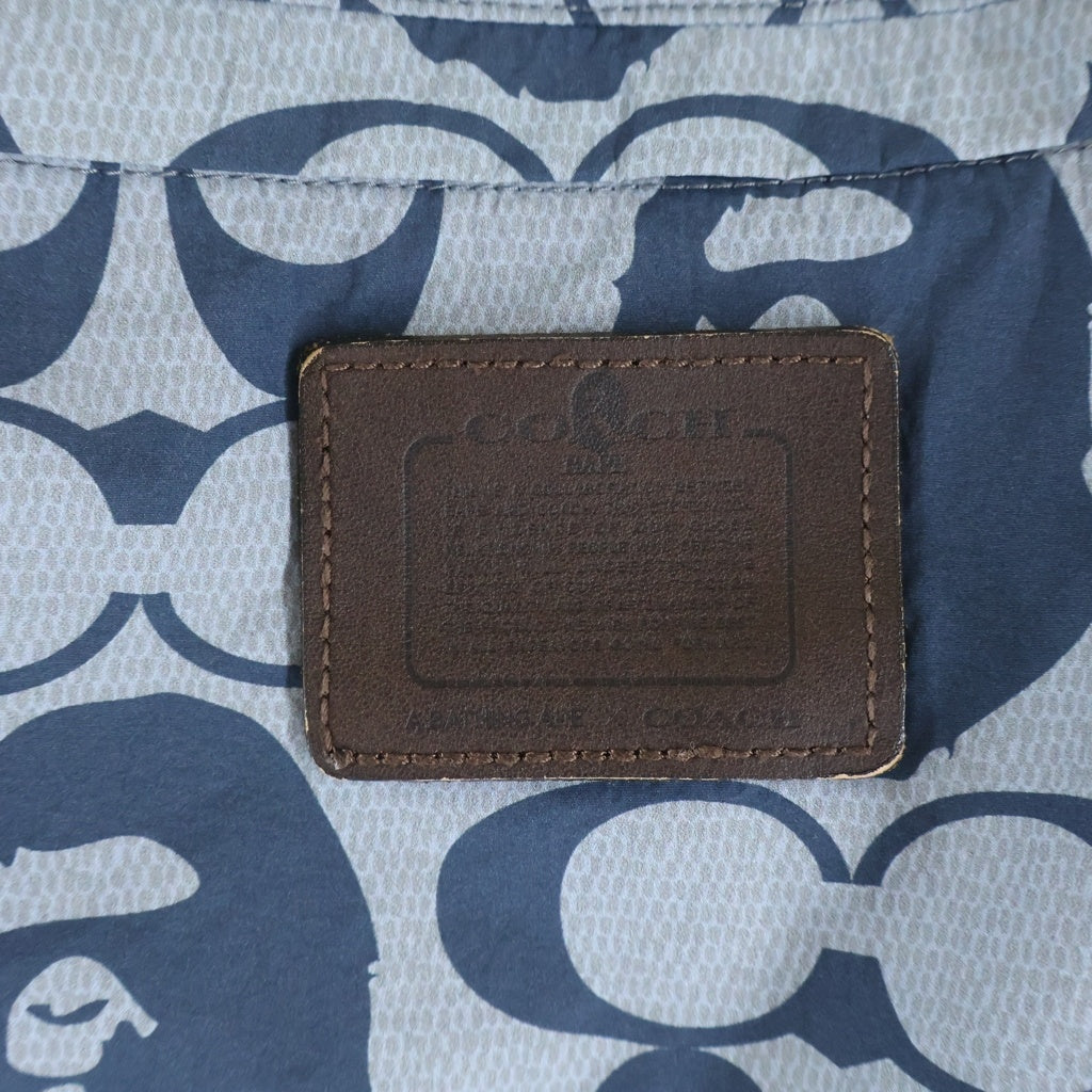A BATHING APE(アベイシングエイプ) ×COACH コーチ シグネチャーロゴプリント ウエストリブ ハーフパンツ ショーツ ネイビー 001SPH731901C