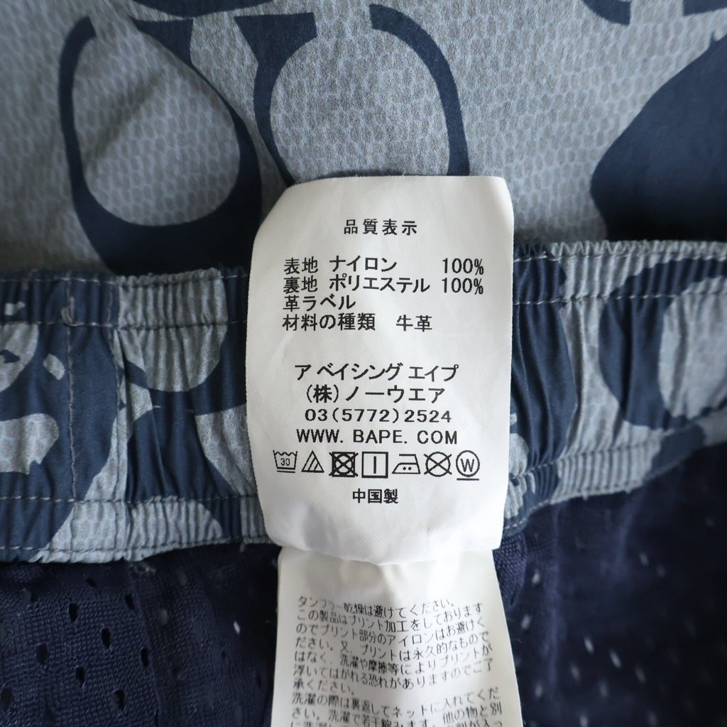 A BATHING APE(アベイシングエイプ) ×COACH コーチ シグネチャーロゴプリント ウエストリブ ハーフパンツ ショーツ ネイビー 001SPH731901C