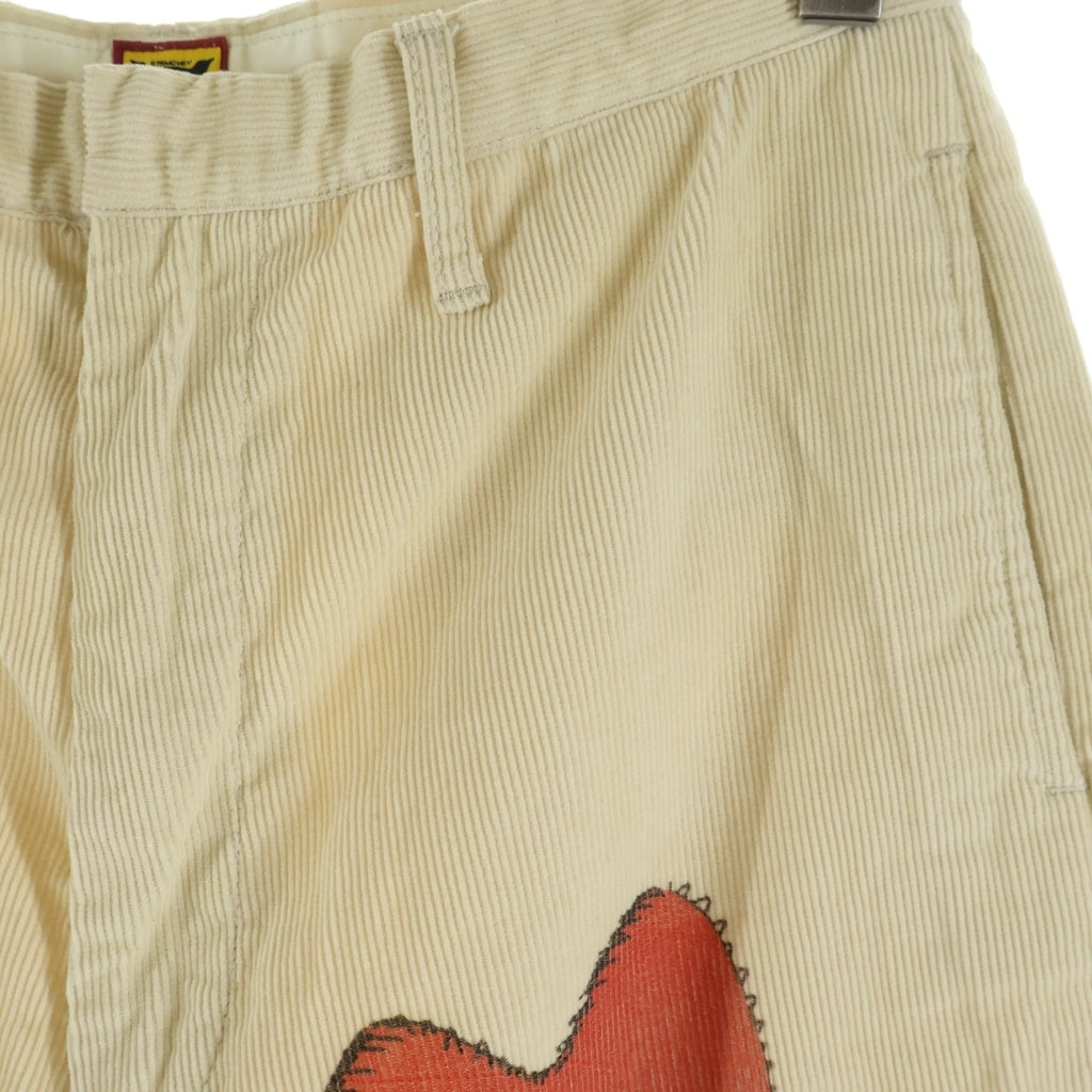 HUMAN MADE(ヒューマンメイド) ×KAWS CORDUROY PRINT PANTS カウズ ロゴプリント コーデュロイパンツ ベージュ