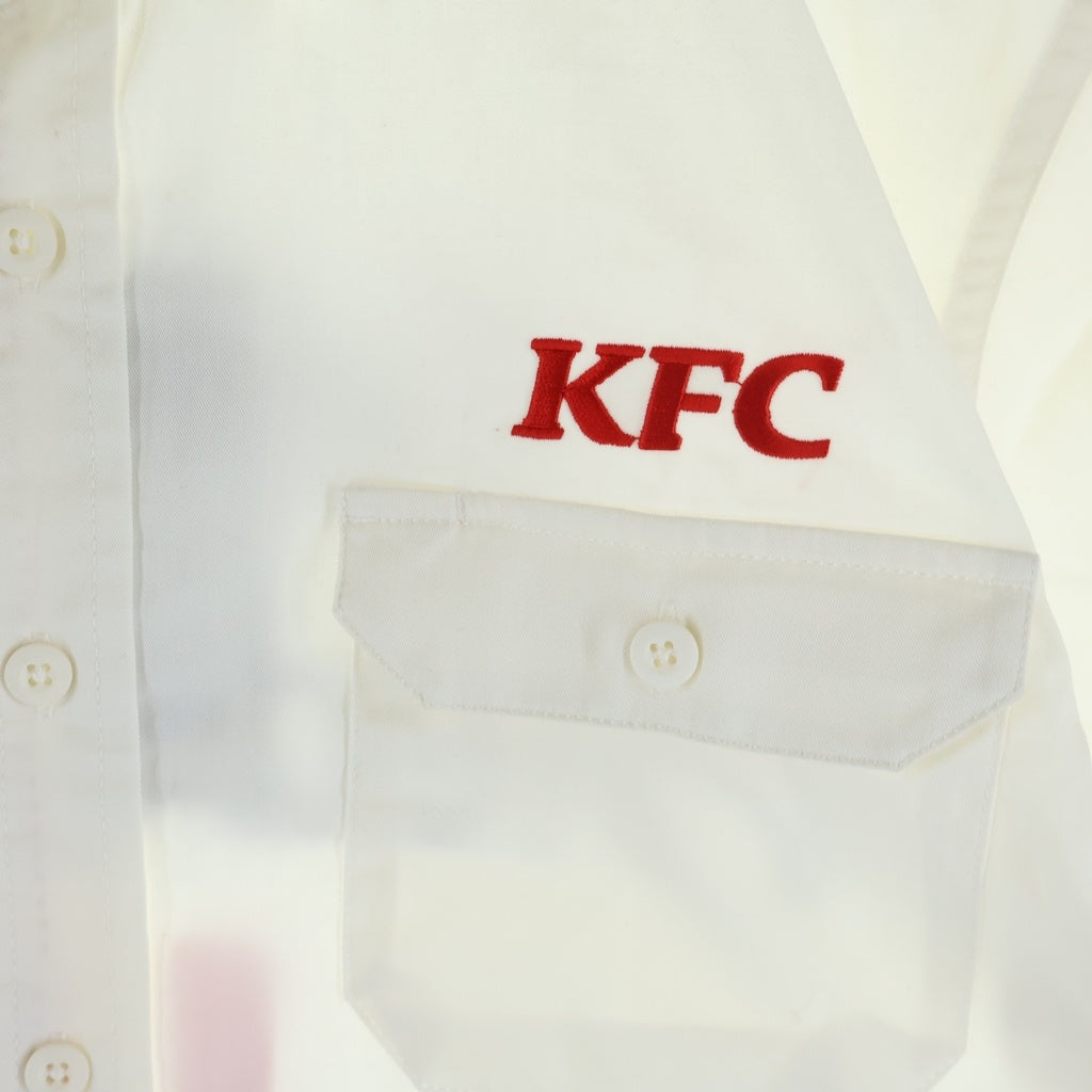 WIND AND SEA(ウィンダンシー) 22SS ×KFC WORK SHIRT ケンタッキーフライドチキン フロントロゴ刺繍 ワーク半袖シャツ ホワイト WDS-KFC-01