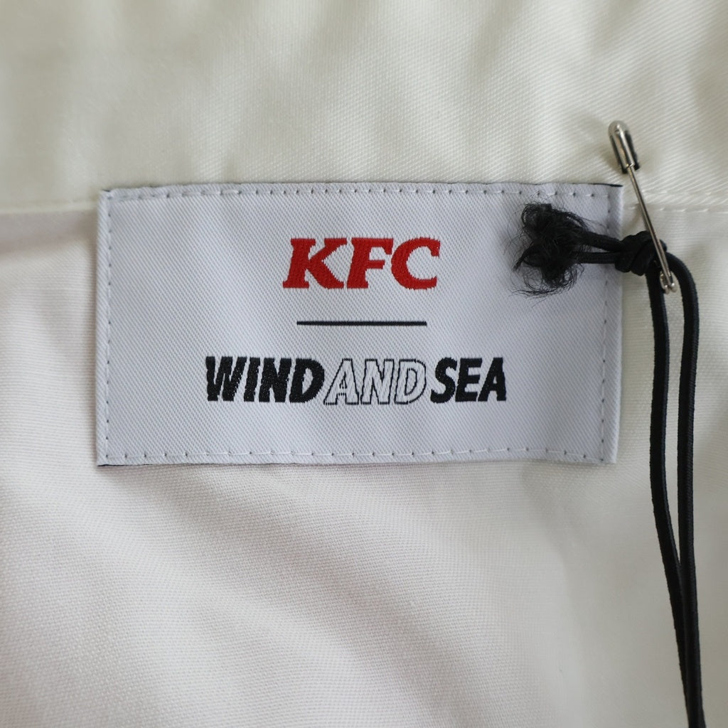 WIND AND SEA(ウィンダンシー) 22SS ×KFC WORK SHIRT ケンタッキーフライドチキン フロントロゴ刺繍 ワーク半袖シャツ ホワイト WDS-KFC-01