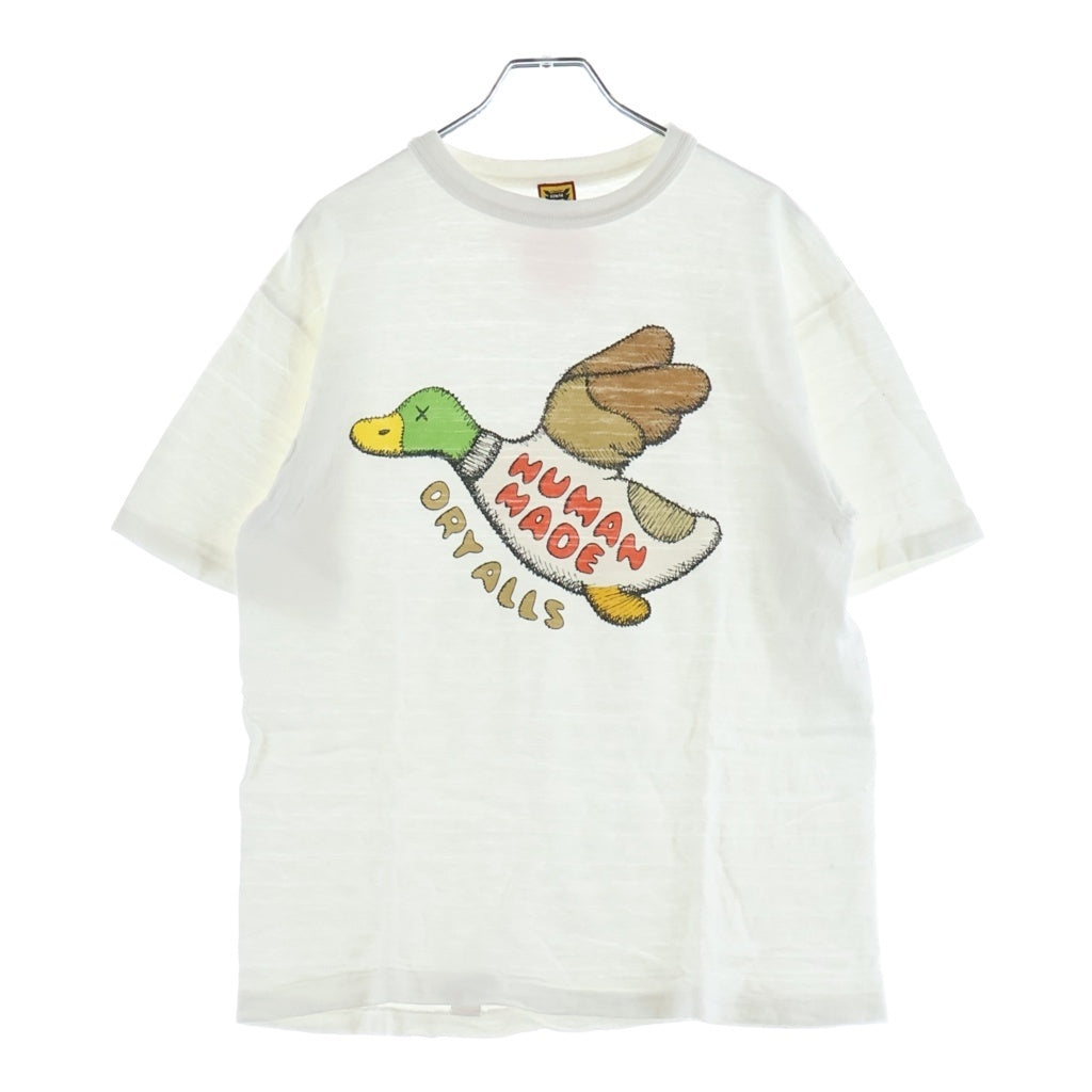 HUMAN MADE(ヒューマンメイド) ×KAWS カウズ フロントロゴプリント クルーネック半袖Tシャツ カットソー ホワイト