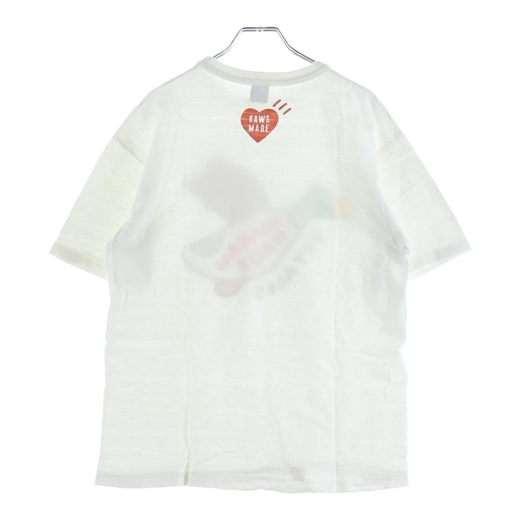 HUMAN MADE(ヒューマンメイド) ×KAWS カウズ フロントロゴプリント クルーネック半袖Tシャツ カットソー ホワイト