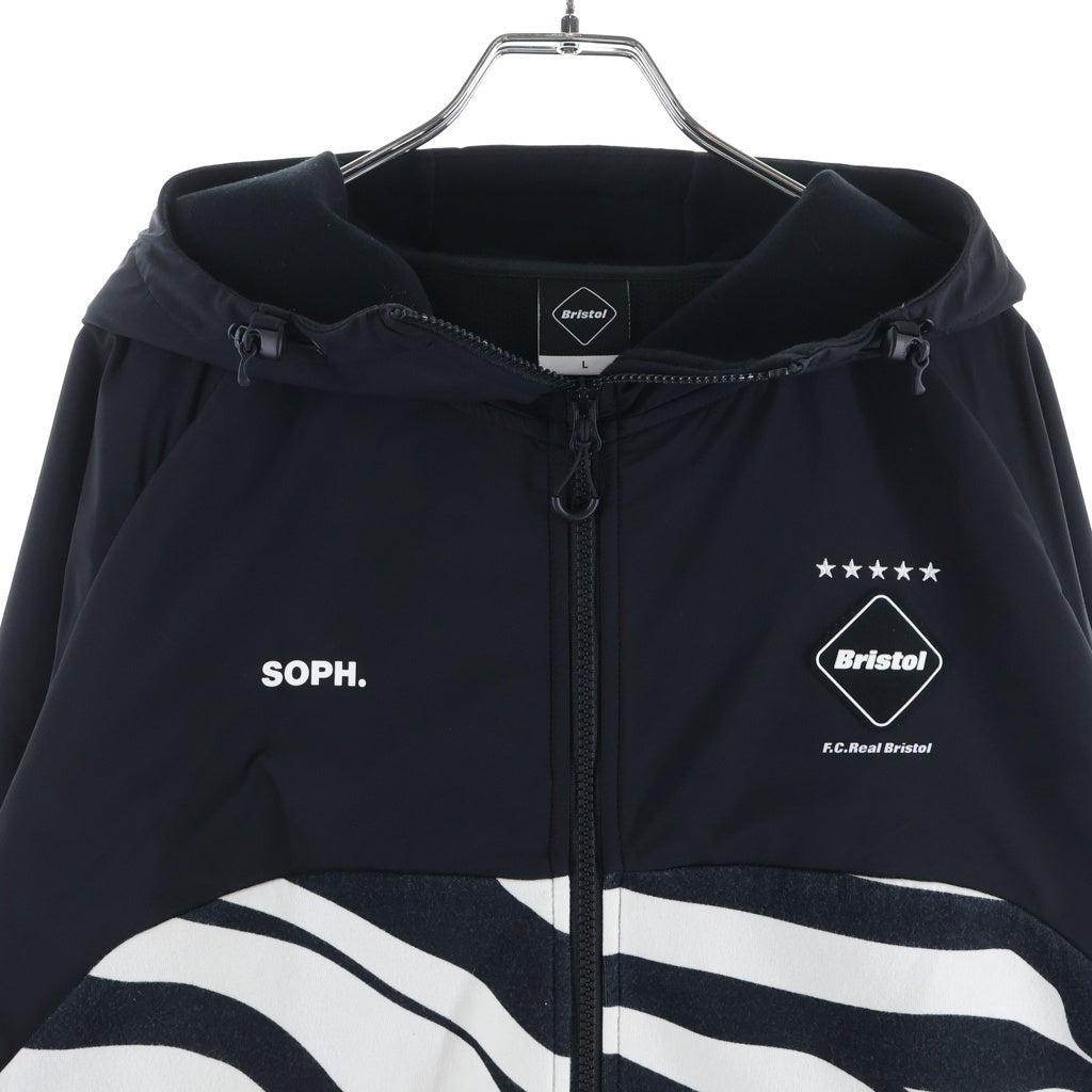 F.C.R.B./F.C.Real Bristol/FCRB(エフシーアールビー/エフシーレアルブリストル) 23AW VENTILATION HOODIE ゼブラ柄 ジップアップ ベンチレーションフーディー パーカー ブラック/ホワイト FCRB-232037