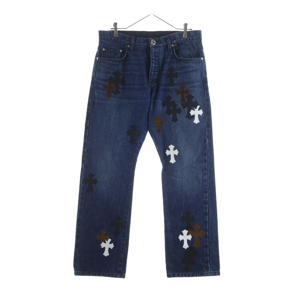 CHROME HEARTS(クロムハーツ) JEAN STRTLG FBRC ウォッシュ加工 クロスパッチ付き デニムパンツ インディゴ