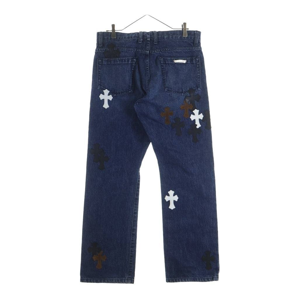 CHROME HEARTS(クロムハーツ) JEAN STRTLG FBRC ウォッシュ加工 クロスパッチ付き デニムパンツ インディゴ