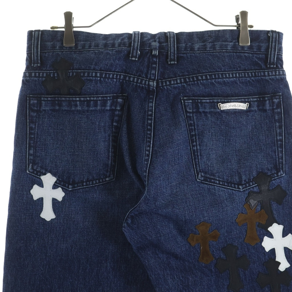 CHROME HEARTS(クロムハーツ) JEAN STRTLG FBRC ウォッシュ加工 クロスパッチ付き デニムパンツ インディゴ