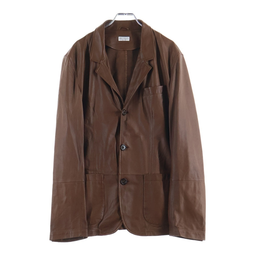 BRUNELLO CUCINELLI(ブルネロクチネリ) Leather Tailored Jacket 3B レザー テーラードジャケット ブラウン