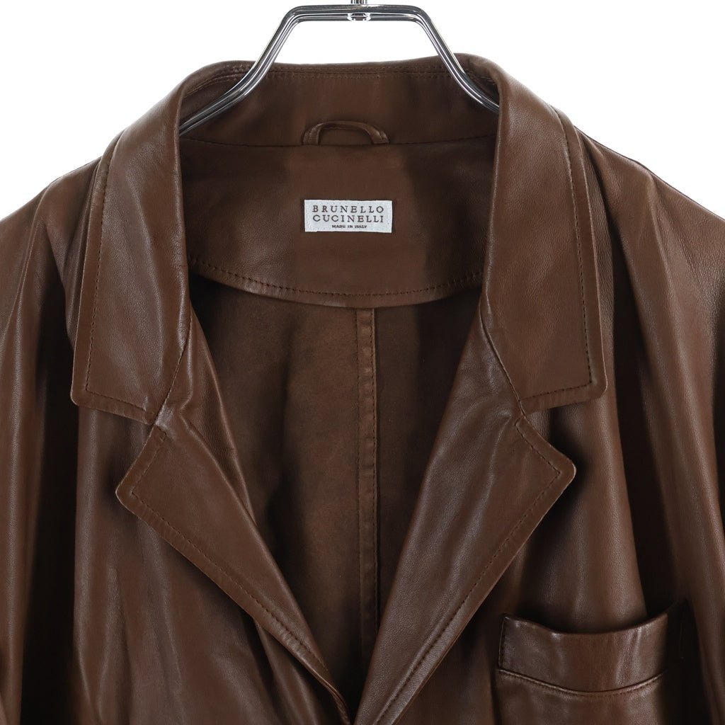 BRUNELLO CUCINELLI(ブルネロクチネリ) Leather Tailored Jacket 3B レザー テーラードジャケット ブラウン