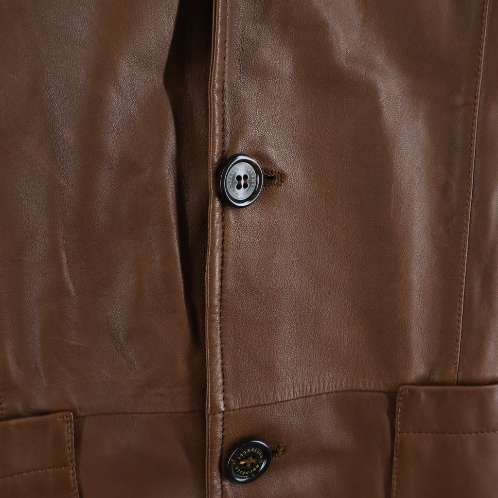 BRUNELLO CUCINELLI(ブルネロクチネリ) Leather Tailored Jacket 3B レザー テーラードジャケット ブラウン