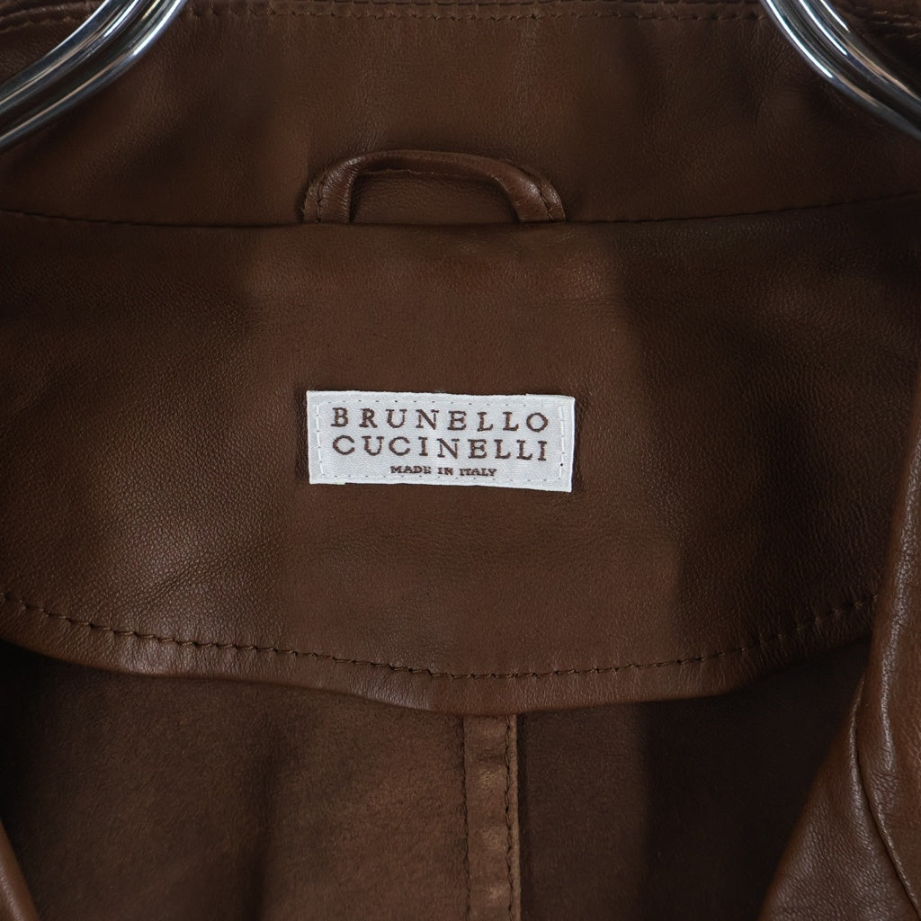 BRUNELLO CUCINELLI(ブルネロクチネリ) Leather Tailored Jacket 3B レザー テーラードジャケット ブラウン