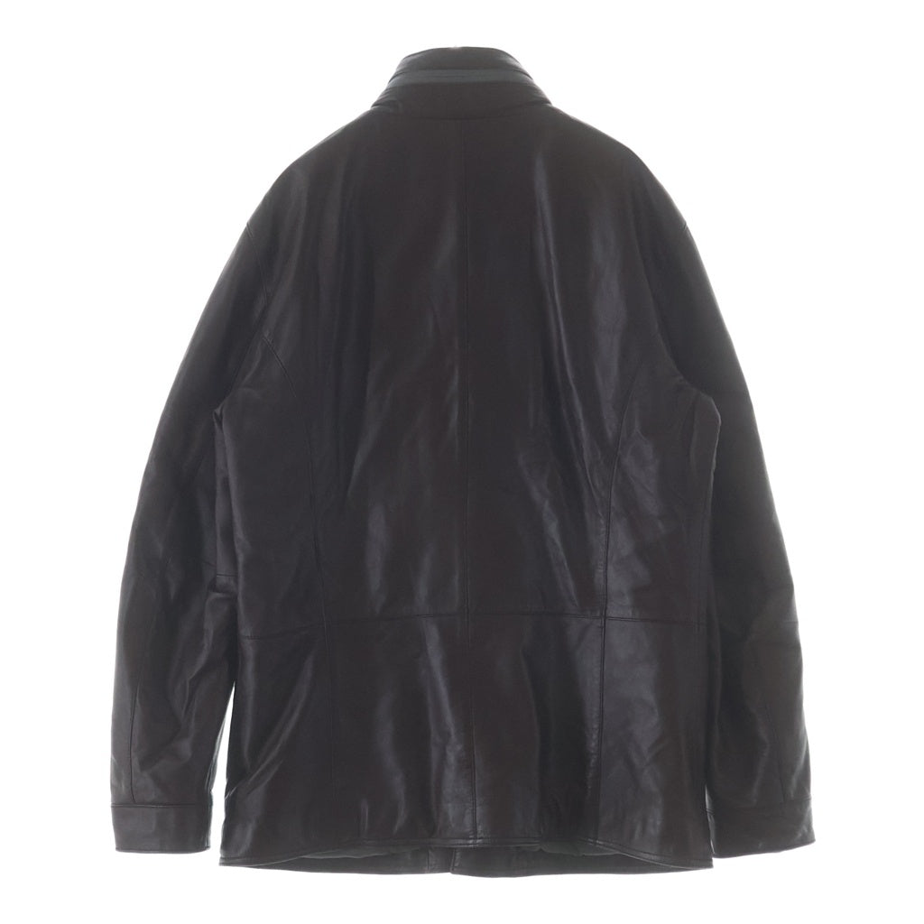 ARMANI COLLEZIONI(アルマーニ コレツィオーニ) Stand Collar Leather Jacket オーバーサイズ スタンドカラー レザージャケット ダークブラウン