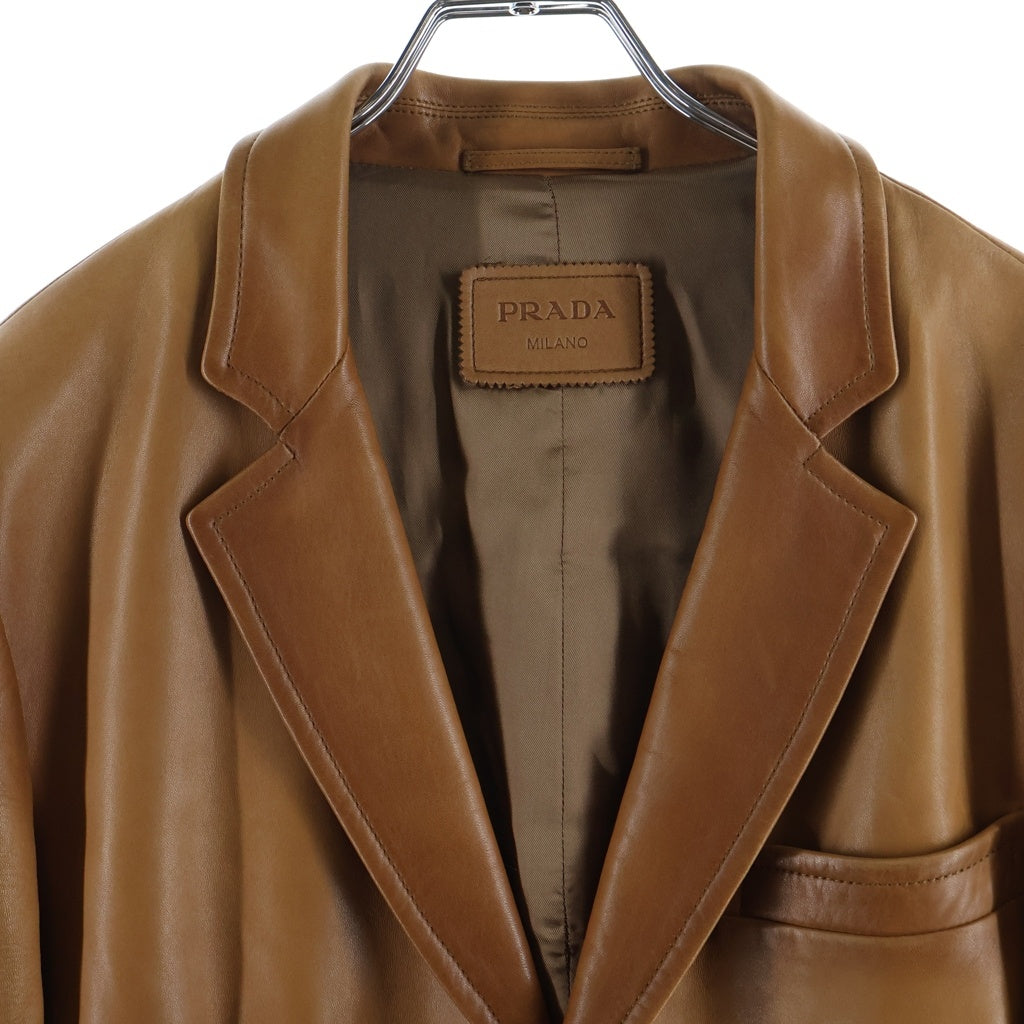 PRADA(プラダ) Tailored Jacket 2B ラムレザー テーラードジャケット ブラウン UPG280 KMR