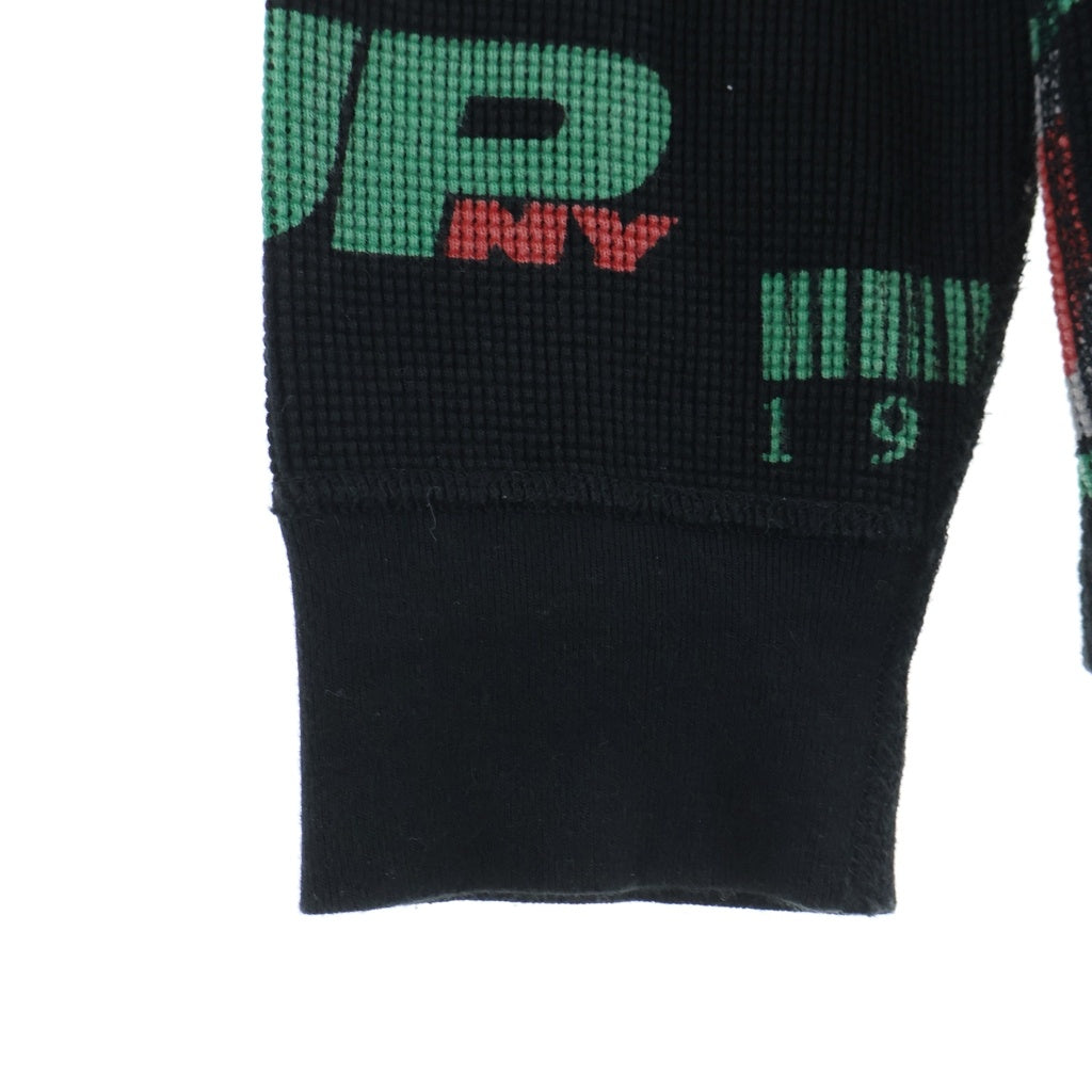 SUPREME(シュプリーム) 18AW NY Waffle Thermal L/S 総柄 ワッフル サーマル 長袖Tシャツ ブラック