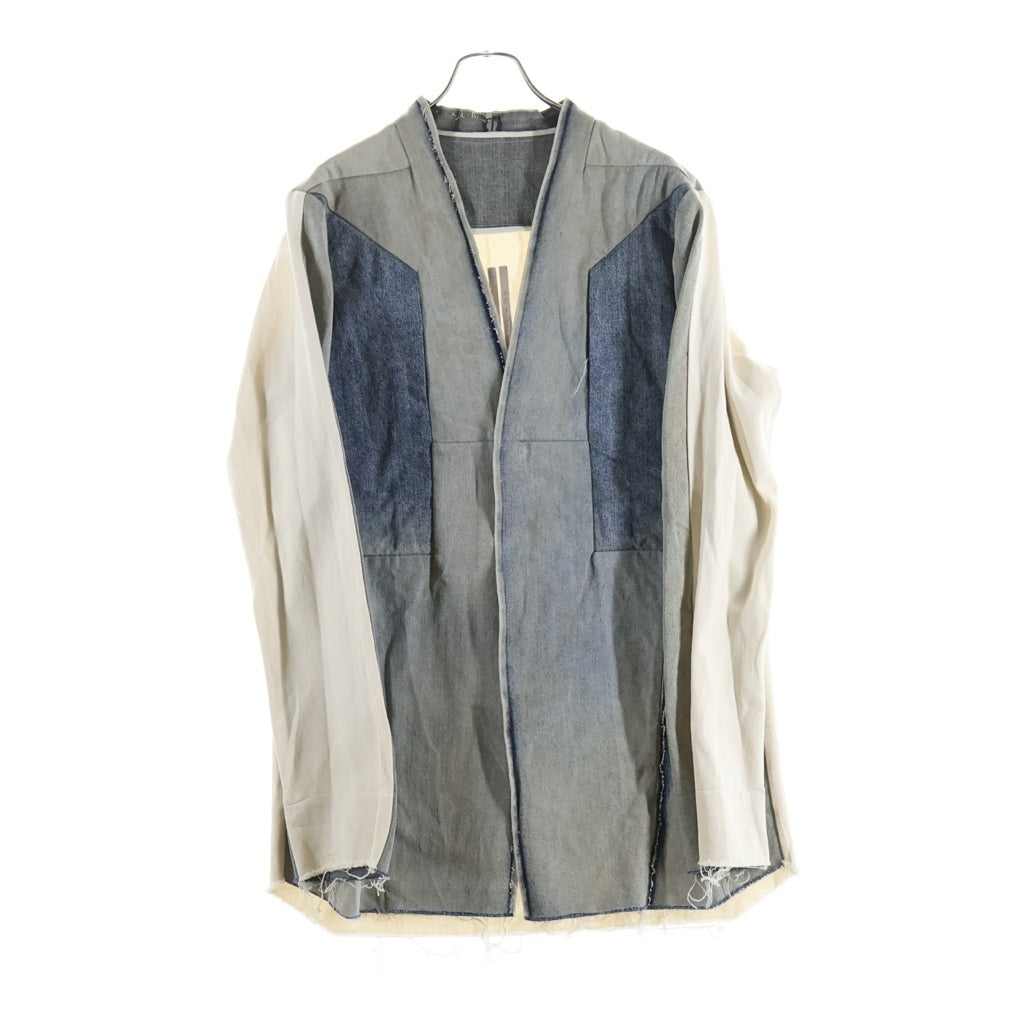 Rick Owens(リックオウエンス) 22SS Larry Denim Shirt Jacket 再構築 デニム切替 テーラードジャケット インディゴブルー RR01B1228-HUDEG