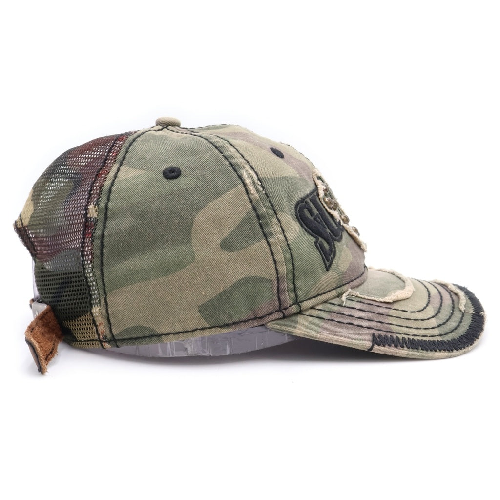 SUPREME(シュプリーム) 25AW × True Religion トゥルーレリジョン 6-Panel Camo Cap スタッズ装飾付き メッシュキャップ 帽子 カモ -