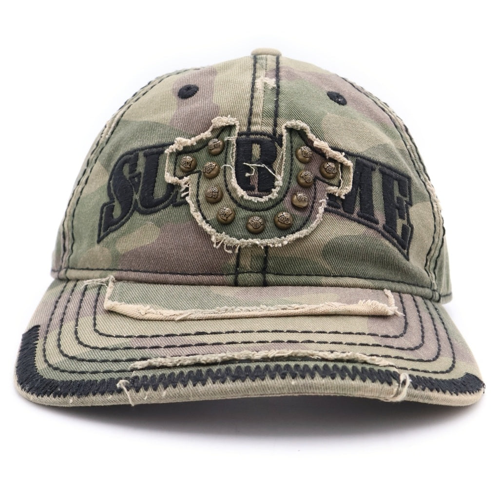 SUPREME(シュプリーム) 25AW × True Religion トゥルーレリジョン 6-Panel Camo Cap スタッズ装飾付き メッシュキャップ 帽子 カモ -
