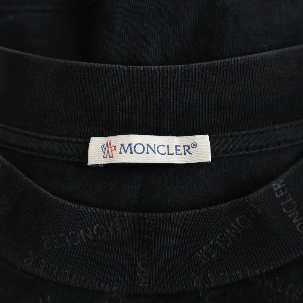 MONCLER(モンクレール) 22SS フロントロゴ総柄 クルーネック半袖Tシャツ カットソー ブラック H10918C00040 829H8