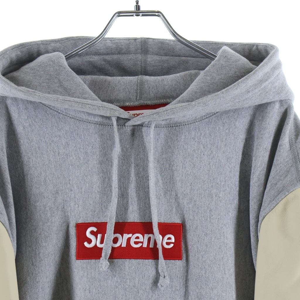 SUPREME(シュプリーム) 21AW × JUNYA WATANABE COMME des GARCONS Customized Hoodie ジュンヤワタナベ コムデギャルソン アームレザー切替 フーディーパーカー WH-T401