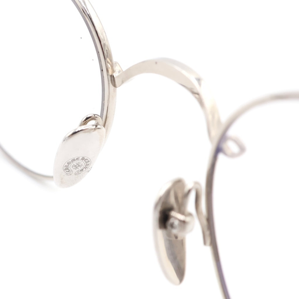 CHROME HEARTS(クロムハーツ) BUBBA-A クロステンプル メタルフレーム ラウンド眼鏡 アイウェア シルバー/ブラック -