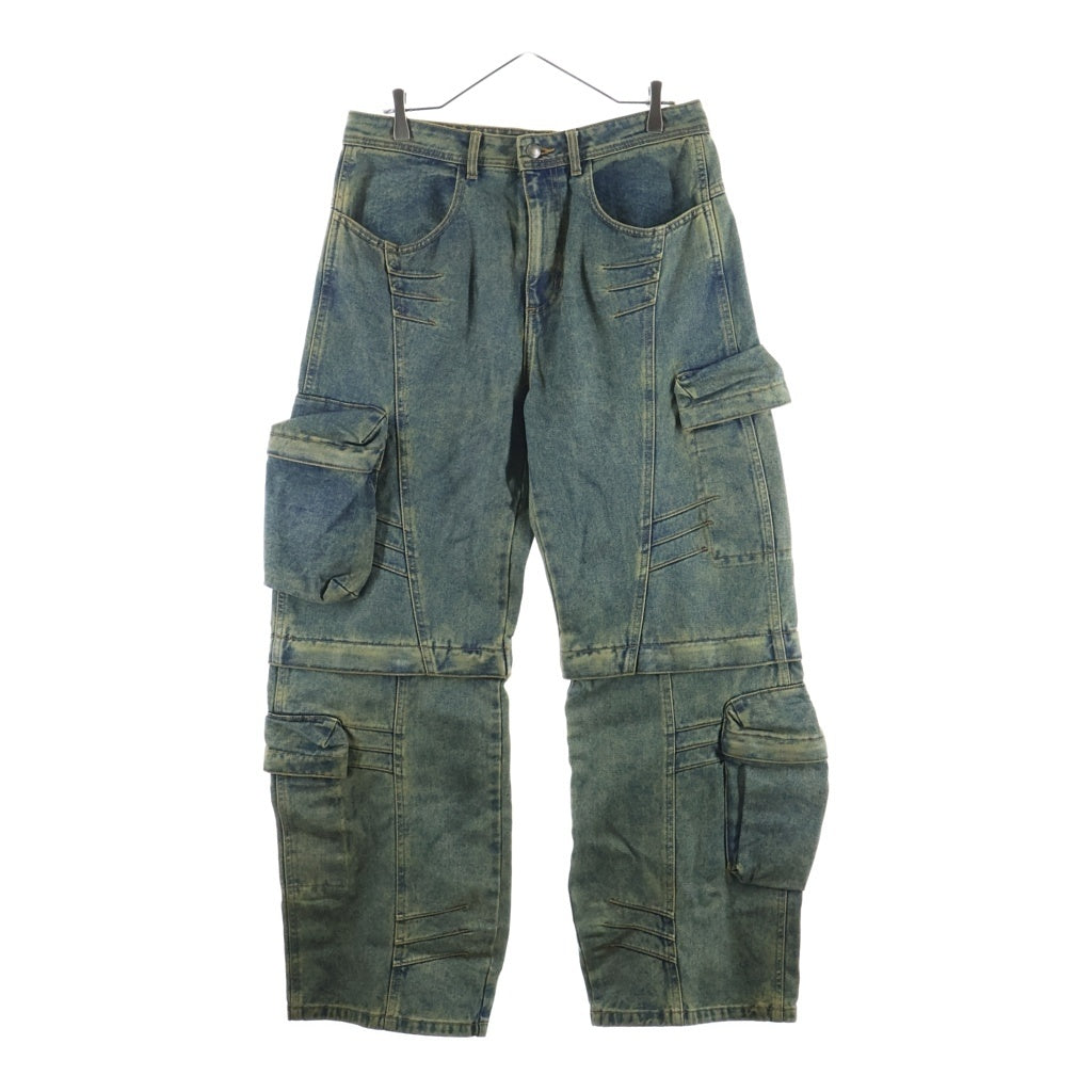 ADSB ANDERSSON BELL(アンダースンベル) CARGO COATED WIDE LEG JEANS カーゴ コーテッド ワイド レッグ ジーンズ コーテイング加工 カーゴパンツ インディゴブルー apa749m apa749m