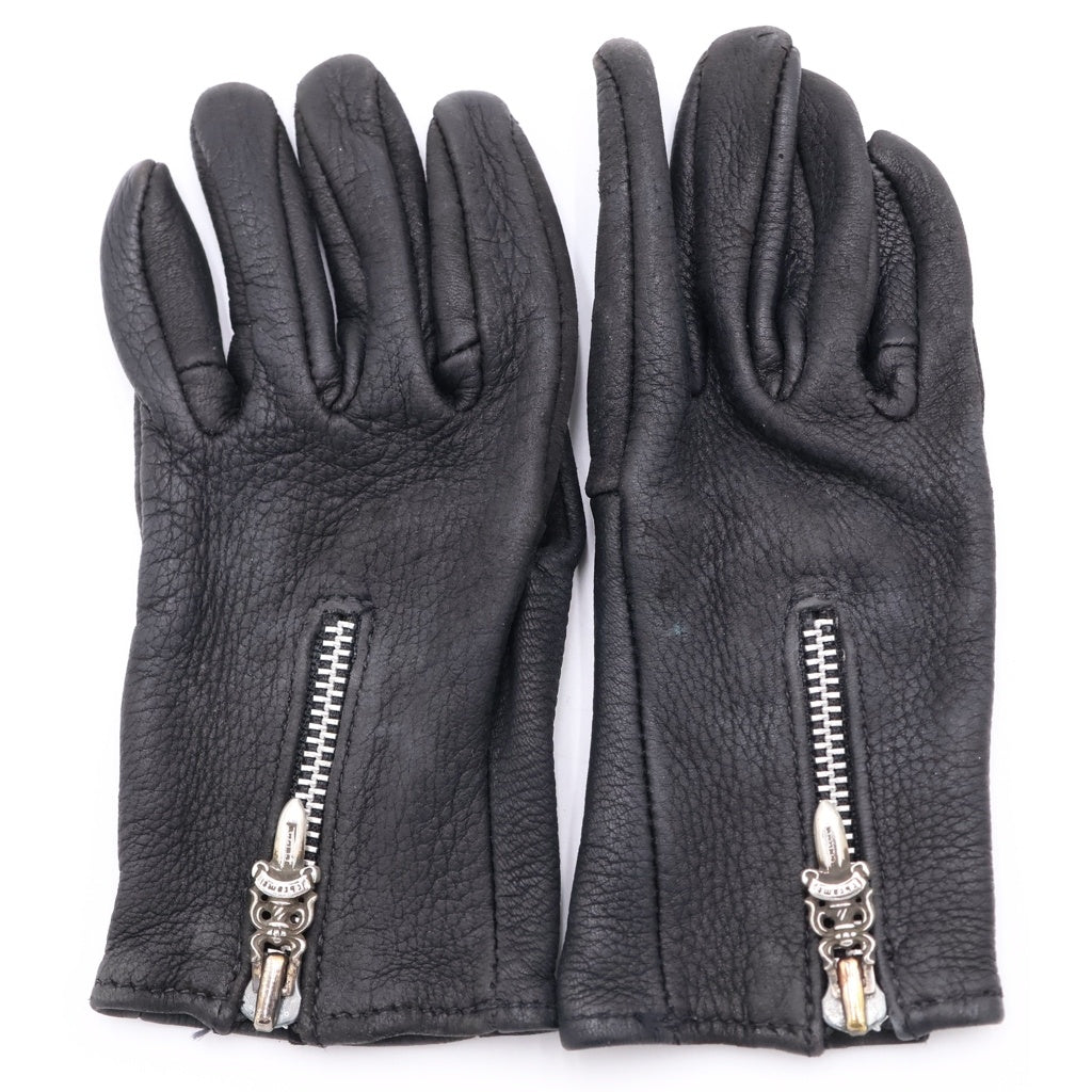 CHROME HEARTS(クロムハーツ) DGR ZIP GROVE ダガージップ レザーグローブ ブラック