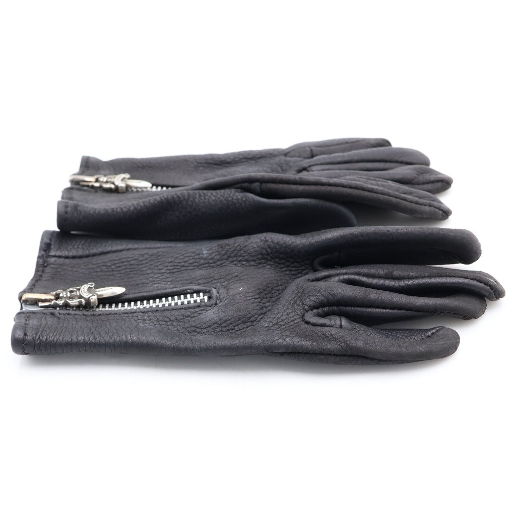 CHROME HEARTS(クロムハーツ) DGR ZIP GROVE ダガージップ レザーグローブ ブラック