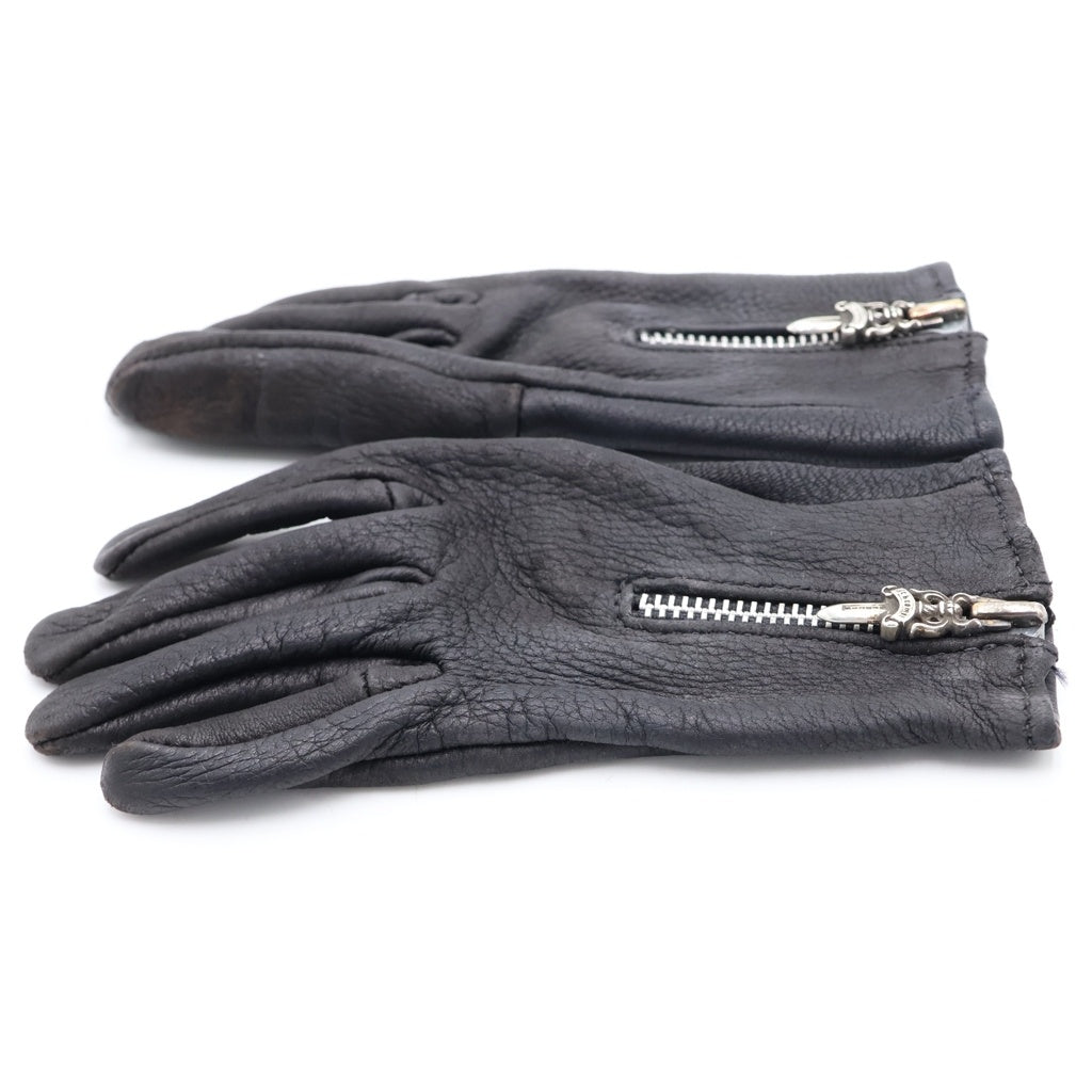 CHROME HEARTS(クロムハーツ) DGR ZIP GROVE ダガージップ レザーグローブ ブラック