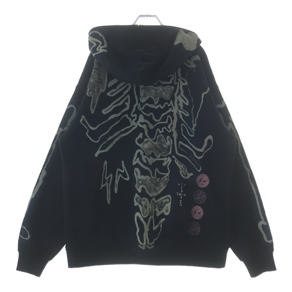 Cactus Jack(カクタスジャック) ×TRAVIS SCOTT ×Fragment Skeleton Graffiti Full Zip Hoodie トラヴィススコット フラグメント フルジップ グラフィックパーカー ブラック