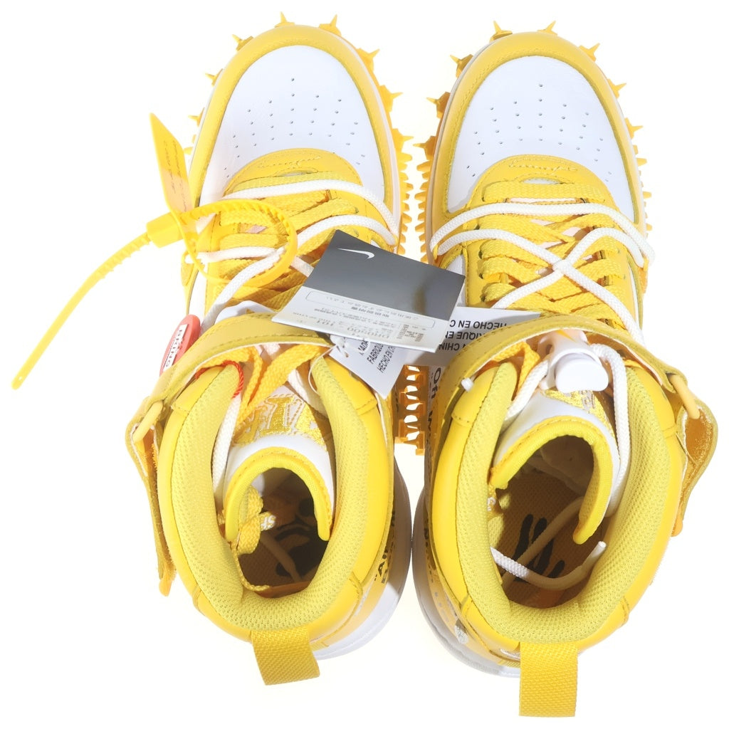 NIKE(ナイキ) ×OFF-WHITE AIR FORCE 1 MID SP LTHR オフホワイト エアフォース1 ミッドカットスニーカー ホワイト/イエロー US9.5/27.5cm DR0500-101
