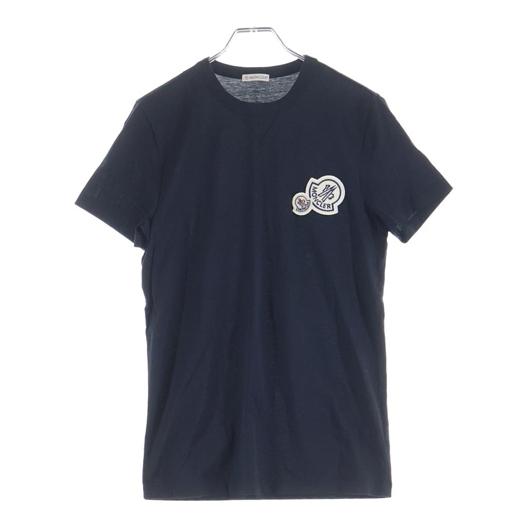 MONCLER(モンクレール) 19SS ダブルロゴワッペン クルーネック半袖Tシャツ カットソー ブラック D10918032500 8390Y D10918032500 8390Y