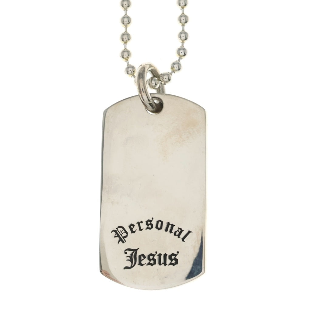 Personal Jesus(パーソナルジーザス) WOOD DOG TAG W/SMALL SILVER CROSS ウッドドッグタグ ダブルスモール シルバークロス ネックレス シルバー/ブラウン