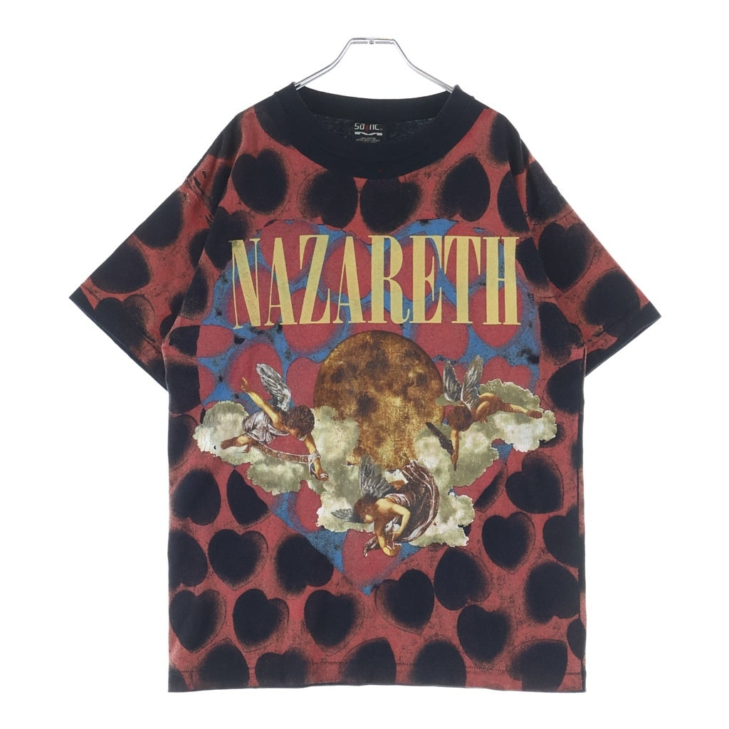SAINT MICHAEL(セントマイケル) NAZARETH SS TEE HEART ヴィンテージ加工 ハートモチーフ 半袖Tシャツ カットソー ブラック/レッド SM-S21-0000-005