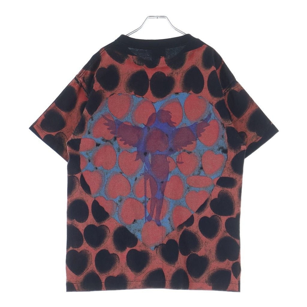 SAINT MICHAEL(セントマイケル) NAZARETH SS TEE HEART ヴィンテージ加工 ハートモチーフ 半袖Tシャツ カットソー ブラック/レッド SM-S21-0000-005