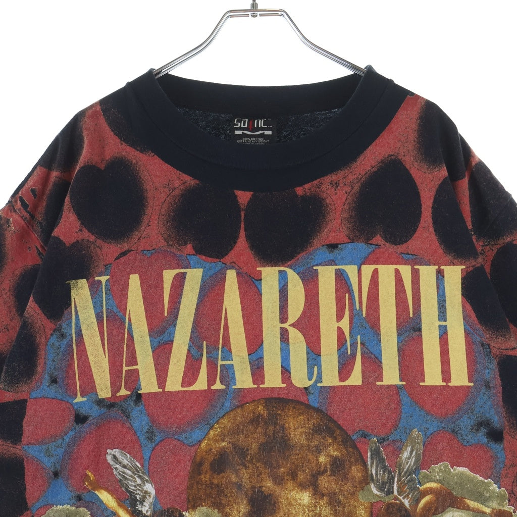 SAINT MICHAEL(セントマイケル) NAZARETH SS TEE HEART ヴィンテージ加工 ハートモチーフ 半袖Tシャツ カットソー ブラック/レッド SM-S21-0000-005