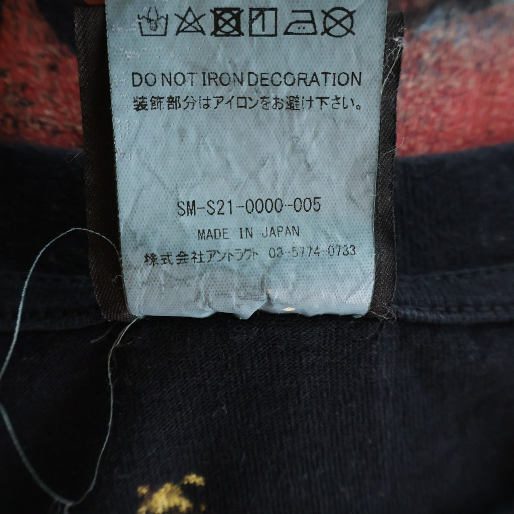 SAINT MICHAEL(セントマイケル) NAZARETH SS TEE HEART ヴィンテージ加工 ハートモチーフ 半袖Tシャツ カットソー ブラック/レッド SM-S21-0000-005