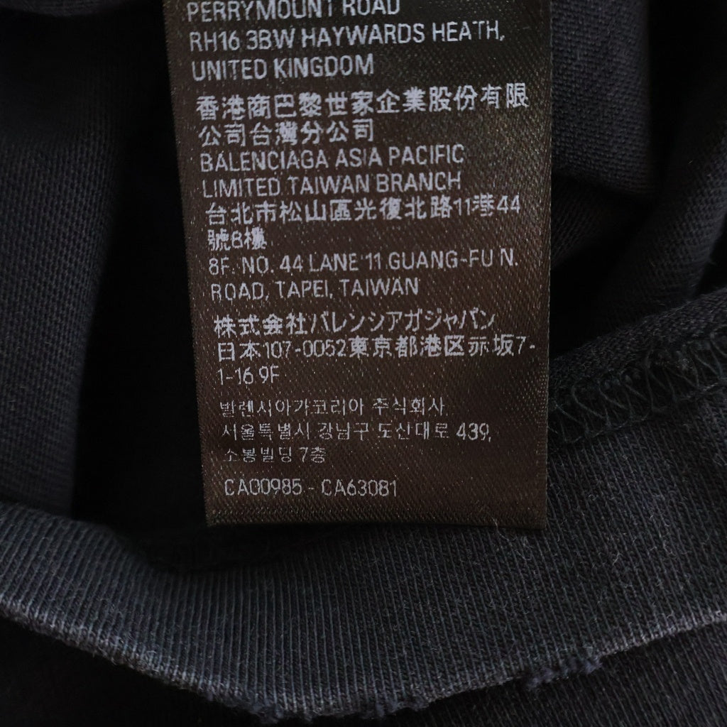 BALENCIAGA(バレンシアガ) 24SS ユーズド加工フレイムロゴオーバーサイズ半袖Tシャツ カットソー ブラック 787349 TQVW7